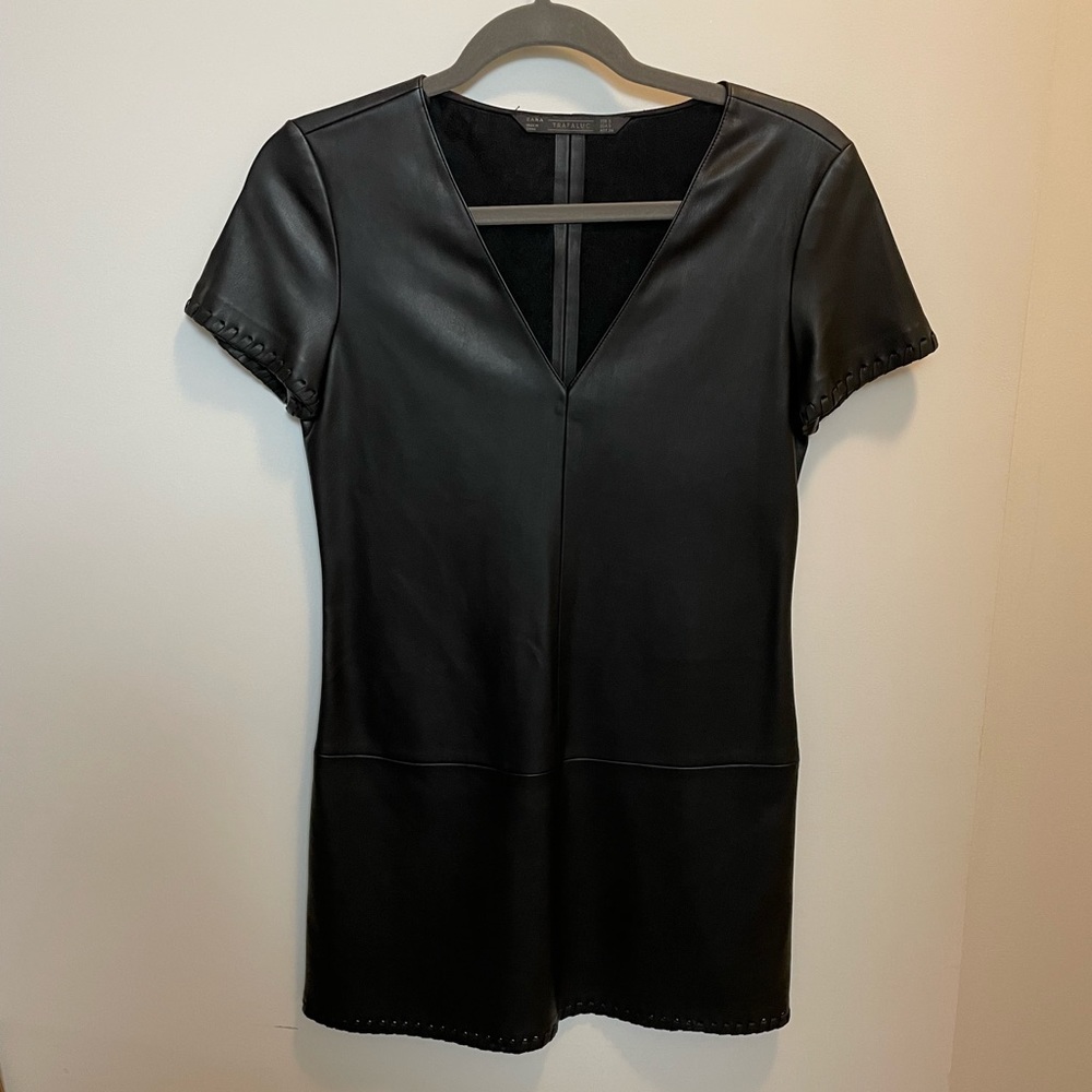 Zara Vegan Faux Leather Mini Dress Size Small
